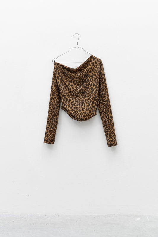 Lumina one-shoulder top leopard - Camel