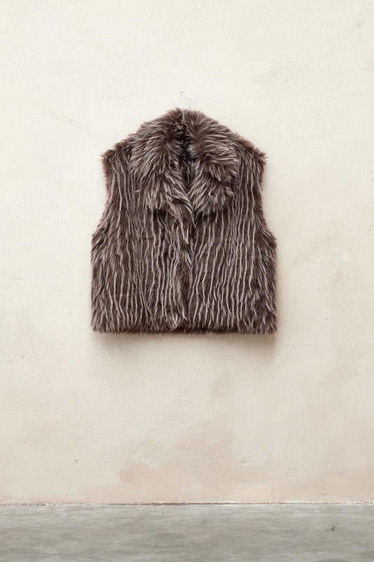 Lumina faux fur gilet - Bruin