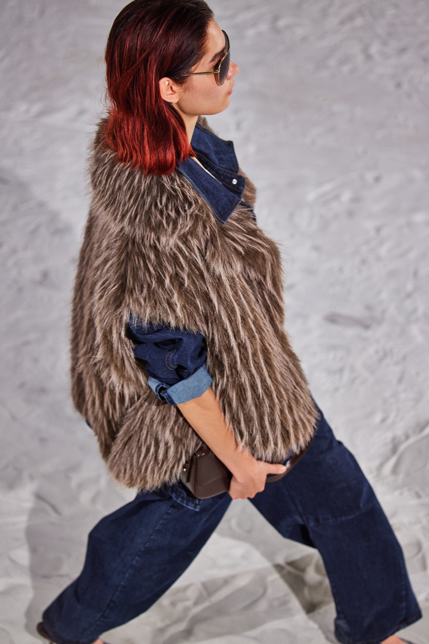 Lumina faux fur gilet - Bruin